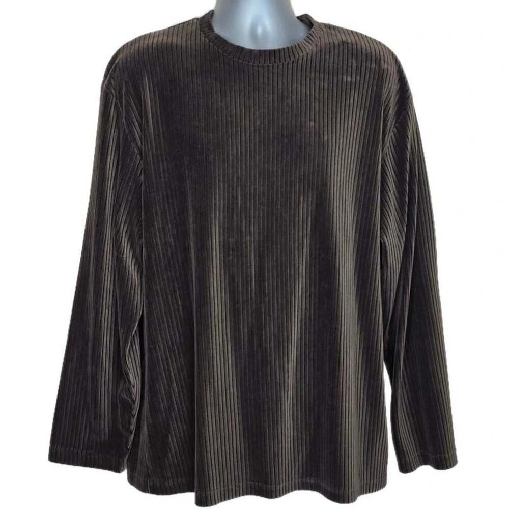 Claiborne Ribbed Velour Long Sleeve Top